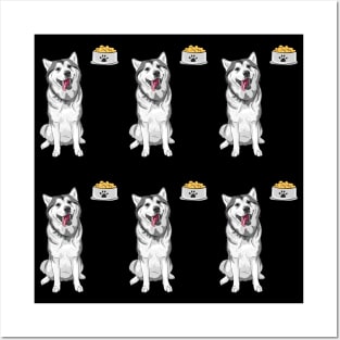 siberian husky dog pattern Posters and Art